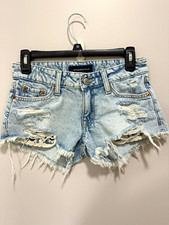 A ropostale Vintage Low Rise Shorty Cut Off Denim Shorts Distressed 000