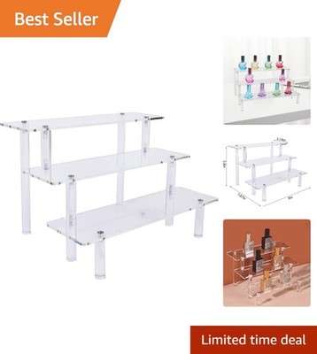 Elegant 3 Tier Acrylic Display Risers - Perfume & Cupcake Organizer - 9 In.