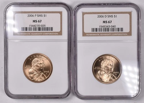 2006-P&D SMS Sacagawea Dollar - NGC MS67/67 - 2 Coin Set