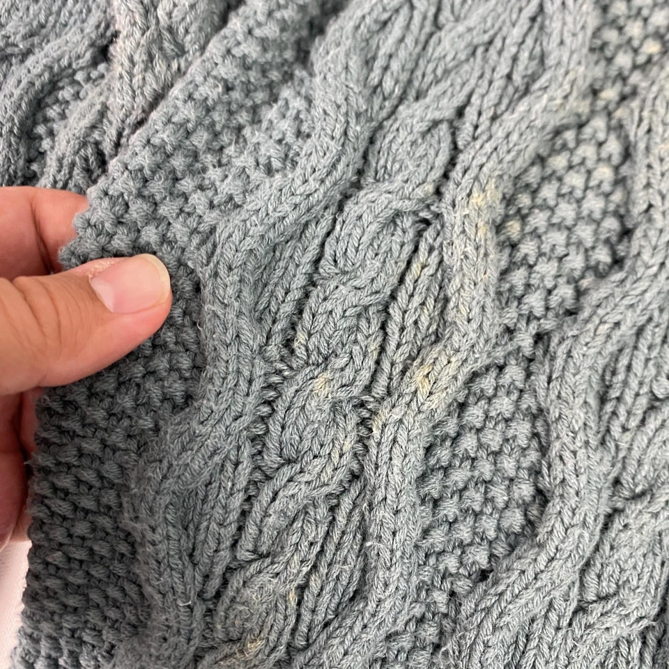 Suéter Eddie Bauer Mujer Medio Verde Tejido con Cable Cuello Simulado Algodón Pullover Foto 3 de 4