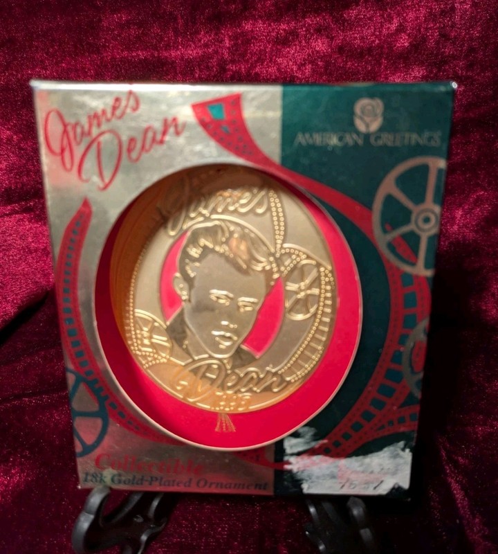 Vintage 1998 James Dean 18k Gold Plated Ornament American Greetings Collecti NIB