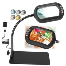 30X 12X Rectangle Magnifying Glass with Light and Stand, Real Glass Lens Black