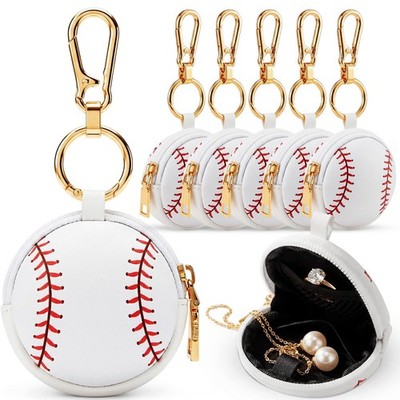 6 Pack Baseball Jewelry Holder Keychain - Portable Ring Keeper Case, Small Tr...