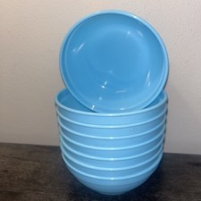  Lot Of 8 Gerber Baby Foods 1960s Blue Bowls Plastic Made In USA