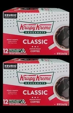 《NEW》2-Pk Krispy Kreme Doughnuts Classic Medium Roast Coffee, 12 K-Cup Pods