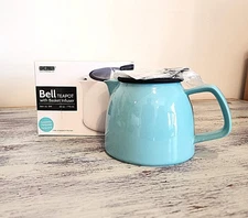 Bell Teapot with Basket Infuser - 26 oz. New! - Turquoise Blue