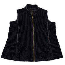 Woolrich Vest Womens Large Black Corduroy Zip Up Ribbed Outdoors Cotton