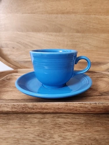 Fiesta Peacock Tea Cup & Saucer Homer Laughlin Fiestaware Retired