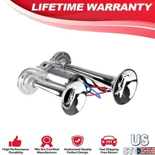 Train Air Horn Compressor Kit For Trucks Car Boats Super Loud Dual Trumpet