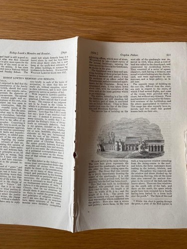 ENGRAVINGS 1834 CROYDON PALACE THE HALL + TEXT HISTORY - Picture 2 of 2