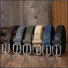 Woven elastic holeless needle buckle belt fashion belt