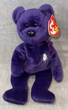 PRINCESS DIANA BEAR 1997 TY BEANIE BABIES BABY VINTAGE RETIRED WHITE ROSE