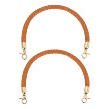 2Pcs PU Leather Handbag Handles, 40cm/15.8" Braided Purse Straps, Brown