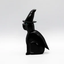 ZUNI FETISH-BLACK DOG IN HALLOWEEN COSTUME by CODY NASTACIO-NATIVE AMERICAN