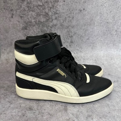 Puma Sky Point Mid L Sneakers Women 5.5 Black High Top Ankle Strap 357077-01