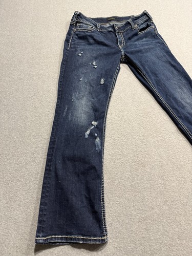 Silver Jeans Co. Jeans donna Suki dritto 34x32 blu punto spesso invecchiato - Foto 3 di 19