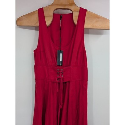 NWT plenty Tracy Reese Anthropologie Red Lace Up Corset Midi Dress sz 8
