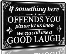 Funny Bar Sign Man Cave Decor If Something Here Offends You Vintage Sarcastic Me