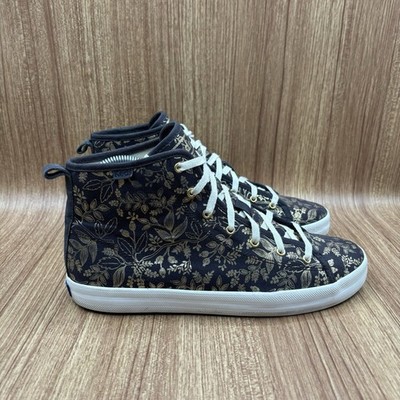 Keds X Rifle Paper Co Kickstart Hi Queen Anne Midnight Gold Sneakers Size 8.5