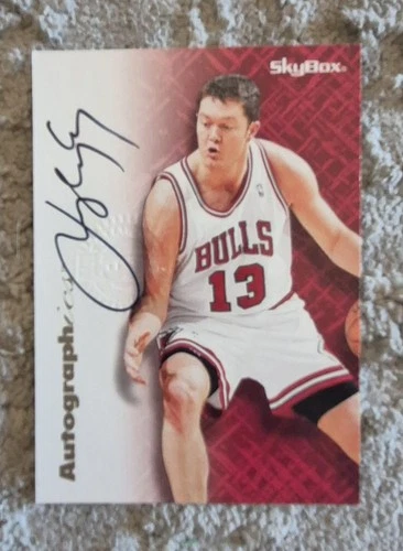 1996-97 Skybox Premium Autographics Black Ink Luc Longley Auto Card