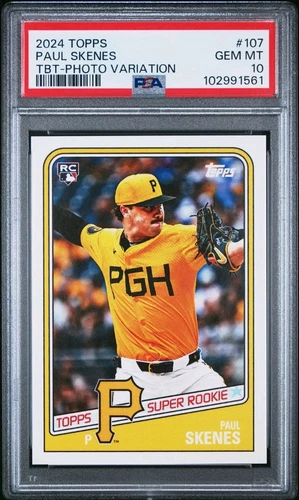 2024 Topps Throwback Thursday Paul Skenes #107 SSP Photo Variation PSA 10 TBT RC