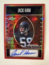 JACK HAM 2025 Leaf Football Nation Gridiron Icons Red Prismatic AUTO # 1/1 NICE!