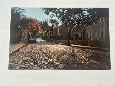 Nantucket Main Street Postcard. Cobblestones  Whaling Era  Foliage  Crisp Unused
