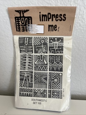NOS Impress Me Sherrill Kahn Rubber Stamp Set 105 Southwest C Tribal, 1996