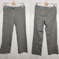 Betabrand Straight Leg Yoga Pants Black Gray Print Ankle Midrise Medium M Office