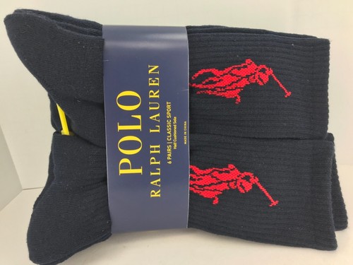 Calcetines Ralph Lauren POLO Azul Clásico Big Pony Crew para Hombre, 6 pares, Precio de venta sugerido por el fabricante $36 🙂 - Imagen 2 de 9