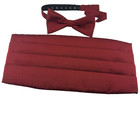 Burgundy Silk Cummerbund And Bow Tie Set 100% Silk Made In USA Formalwear