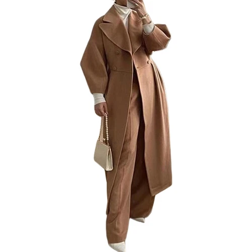 Mujeres Cárdigan de Lana Chaqueta Damas Fiesta Larga Maxi Manga Trench Coat - Imagen 45 de 49
