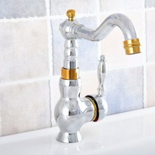 Polished Gold  Silver Kitchen Vessel Sink Mixer Tap 360 Swivel Spout Faucets