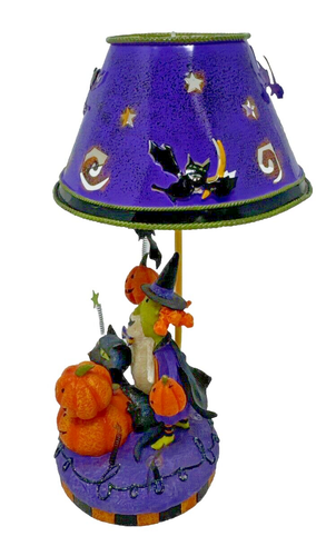 Tea Light Holder Witch Black Cat Ghost Jack-O-Lantern Removable Shade Halloween - Picture 2 of 8