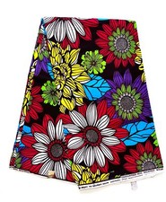 African Fabric/ Ankara - Red, Green, Blue 'Sweet Sarius', YARD or WHOLESALE