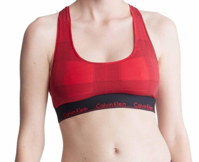 Calvin Klein Women's Modern Cotton Bralette, Exact Red Plaid, XS