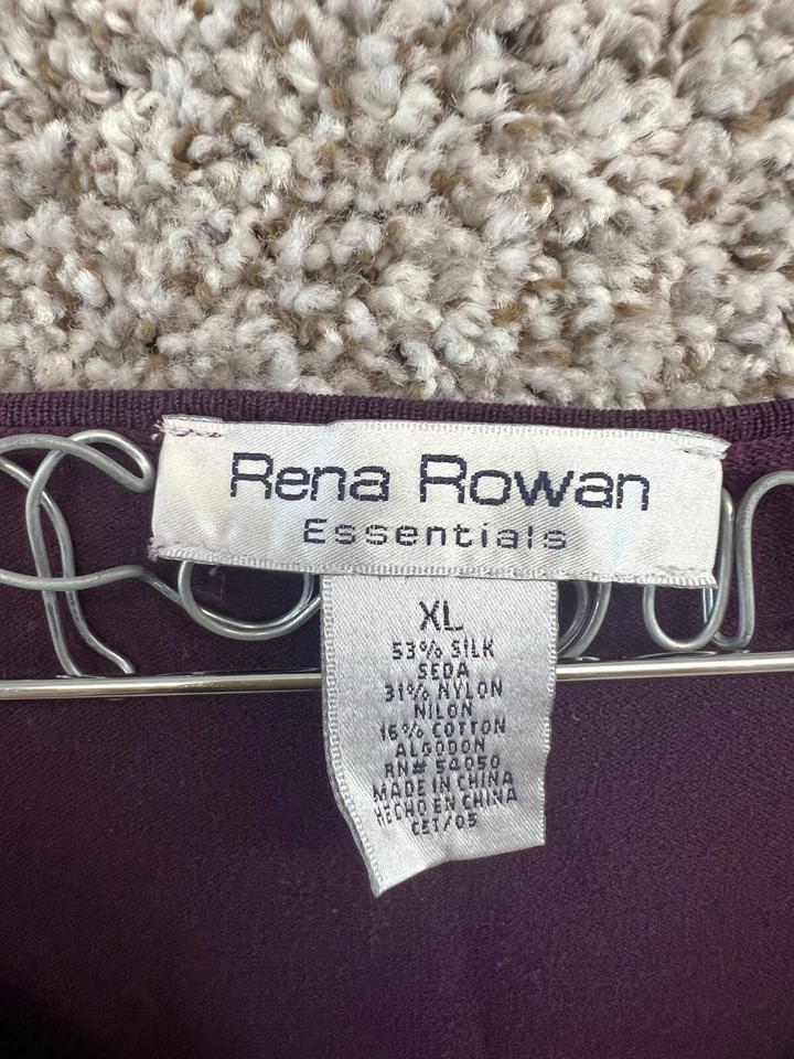 Rena Rowan Essentials Purple Short Sleeve Top Silk Blend Shirt Women's Size XL - Image 2 of 4