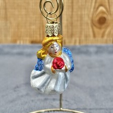 2001 Old World Christmas Small White Angel Glass 2" Ornament Flower OWC Retired