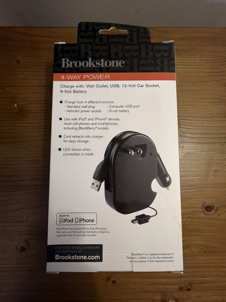 НОВЫЙ BROOKSTONE 4-WAY ПИТАНИЯ НАСТЕННАЯ РОЗЕТКА USB 9 И 12 ВОЛЬТ IPHONE IPOD - Изображение 2 из 4