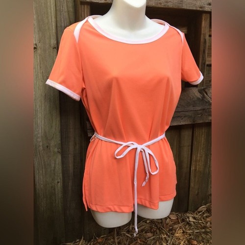 Perry Classics Retro Top Blouse Vintage 1970’s Ladies Tie Side Slits NWT NOS M - Picture 2 of 5