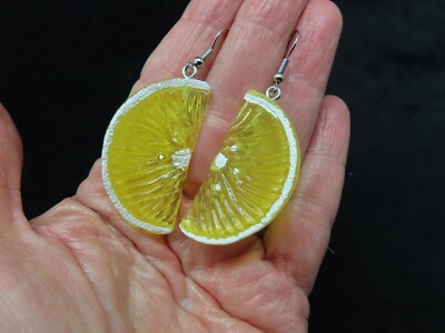 Vintage-Lemon Gel Dangle Pierced Earrings