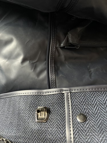 Vintage PIERRE CARDIN Garment Bag Navy Blue Luggage Herringbone Hanging KOREA - Picture 16 of 17