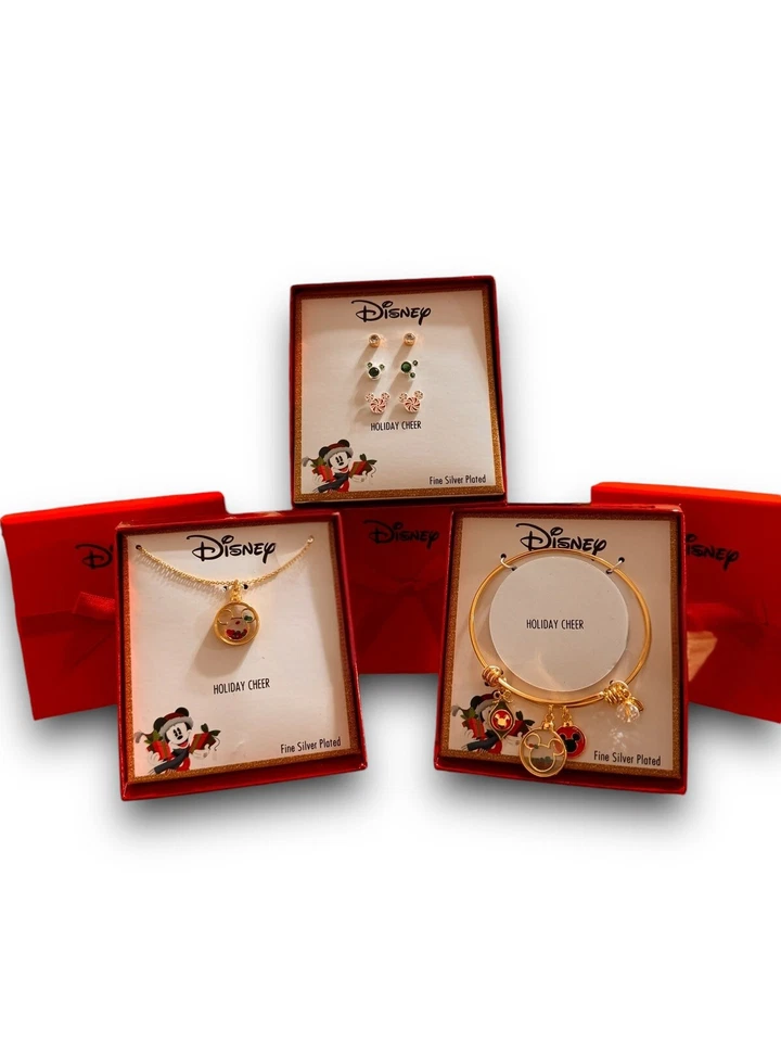 Disney Mickey Charm Pulsera, Collar y Pendientes Brazalete Conjunto de Regalo Foto 2 de 4