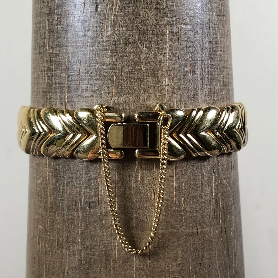 Pulsar Women V400-5350 Fashion Gold Tone Hexagonal Quartz 16mm Watch 7 1/4" - Image 4 of 4