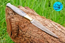 HANDMADE DAMASCUS STEEL THROWING DAGGER BOOT KNIFE W/ CAMEL BONE HANDLE 1269