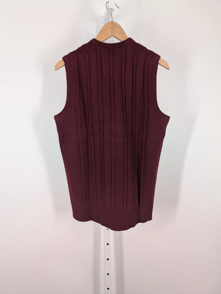 Chaleco Suéter Edward Sexton Saville Row Cachemira Vintage Borgoña Tejido por Cable Reino Unido  Foto 4 de 4