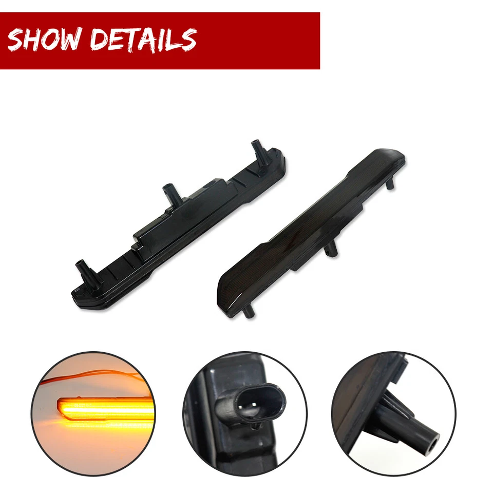 4 дымчатых передних и задних желтых светодиодных габаритных фонаря для 20–24 GMC Sierra 2500 3500 - Изображение 4 из 4