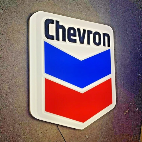 CHEVRON GASOLINE LED LIGHT BOX GARAGE GAS OIL ADVERTISING WALL SIGN AUTOMOBILIA - Picture 2 of 24
