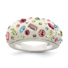 Silver Stellux Crystal Multi-Color White Ring QR4180