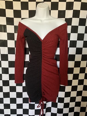 NEW Sexy BLACK RED Mini Off Shoulder Bodycon Party Cocktail Dress HARLEY  QUINN S | eBay
